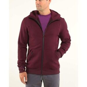 Lululemon Men's Burgundy Full Zip Hoodie Athletic Fit Thumbholes Size Large